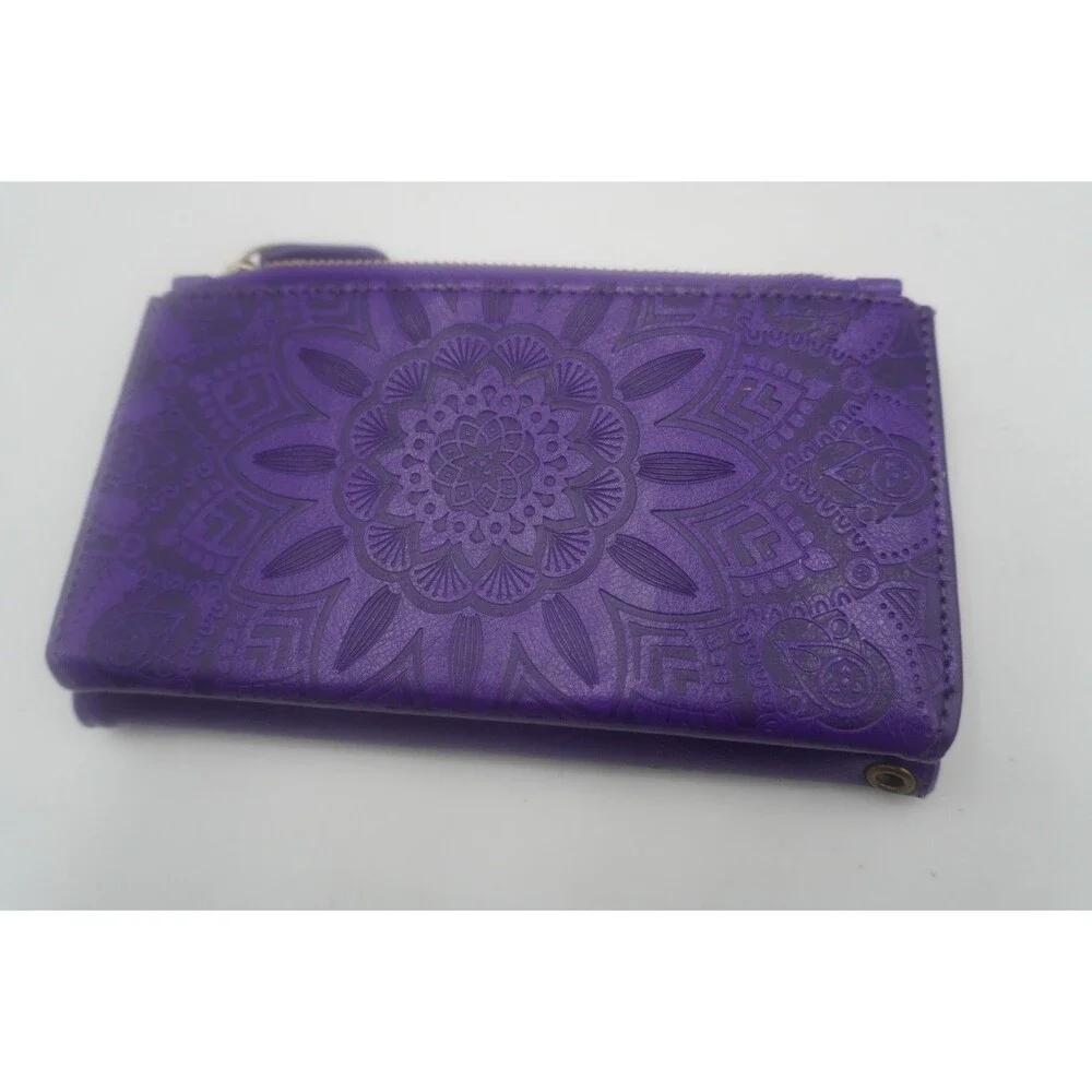 Harryshell Magnetic Zipper Leather Wallet Samsung Galaxy Note 20 Flower Purple